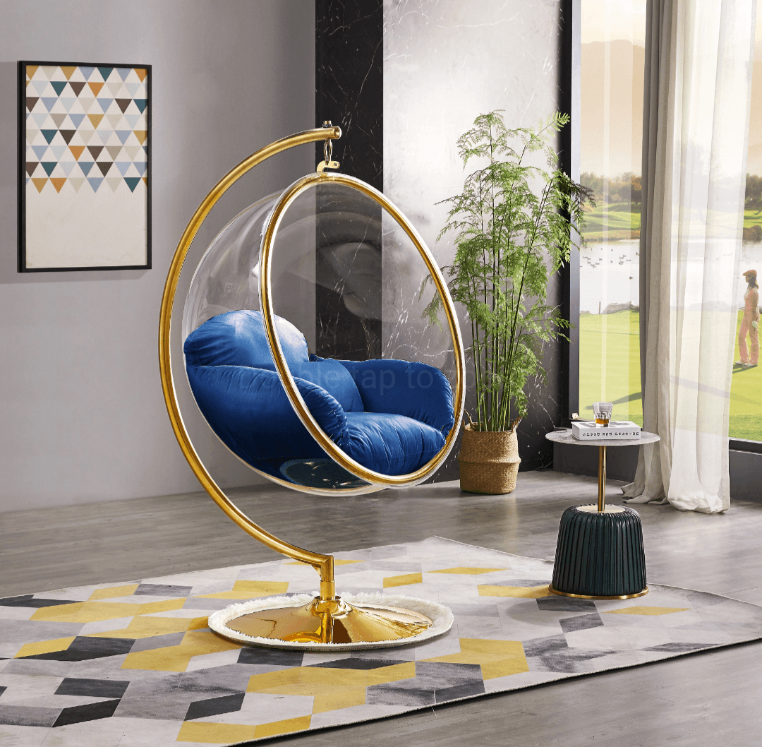 Contemporary Clear Acrylic Swing Chair with Metal Base LDH Furniture