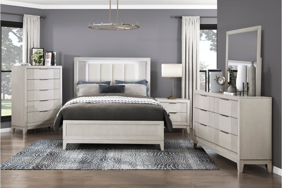 Florence Collection 4PC Bedroom Set (Q/K Bed+DR+ MR+NS) - LDH Furniture