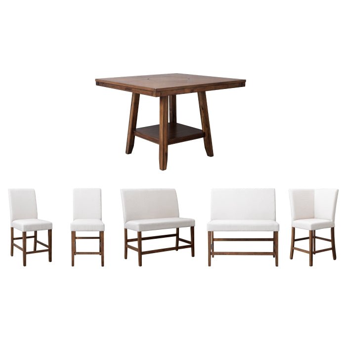 Nook Rich Brown 6PC Counter Height Dining Table Set - LDH Furniture