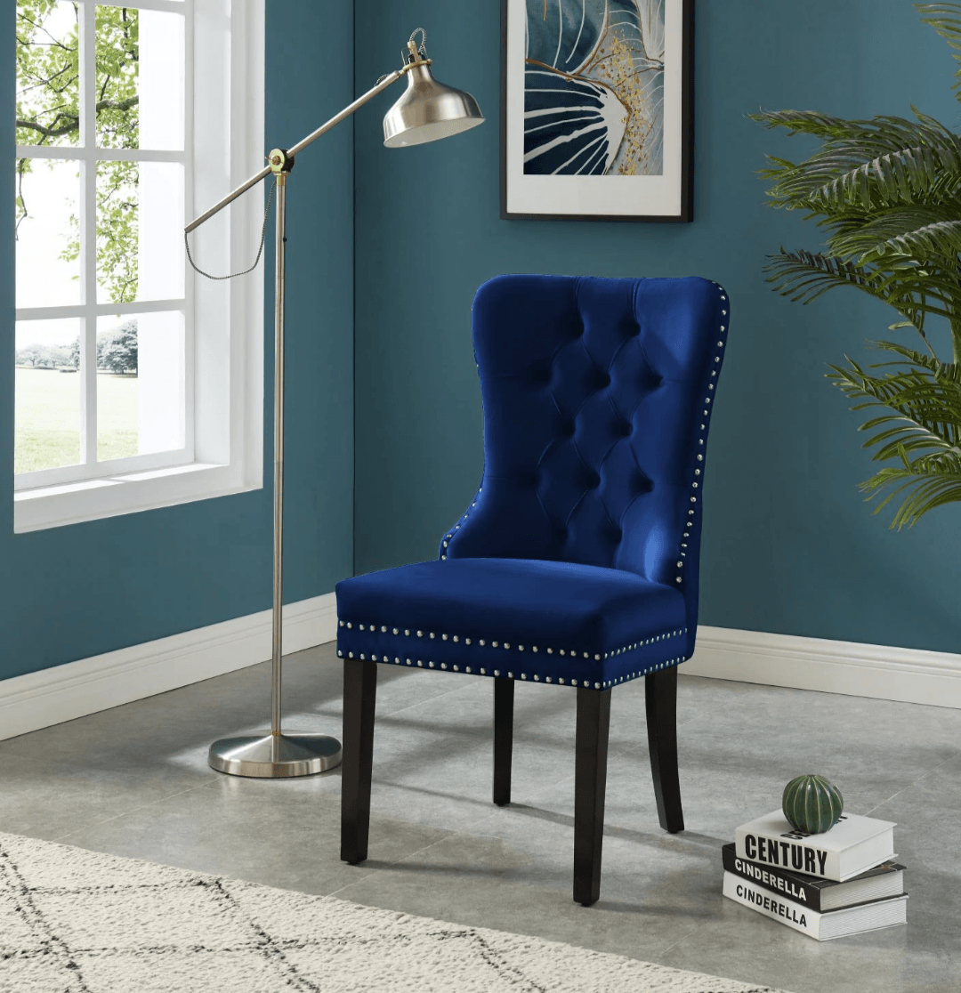 (2) Kendall Dining Chairs w Tufted Velvet Fabric