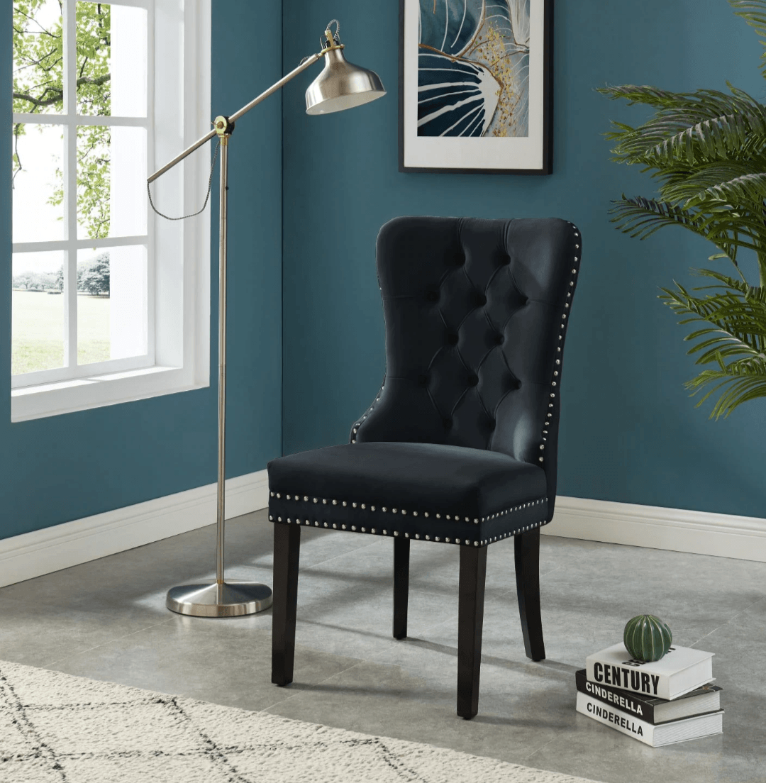 (2) Kendall Dining Chairs w Tufted Velvet Fabric - LDH Furniture