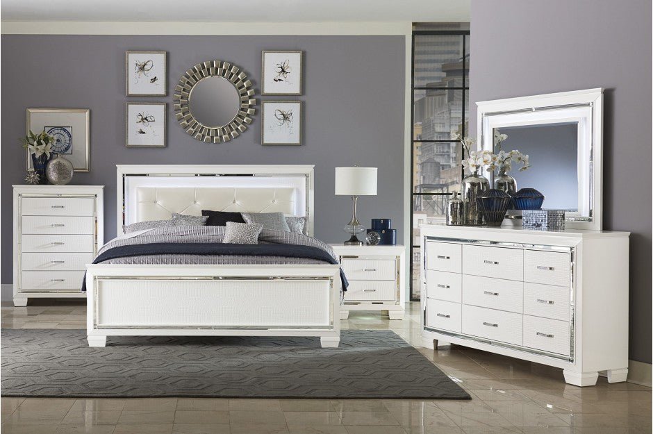 Allura Collection 4PC Bedroom Set (Q/K-B+NS+DR+MR) - LDH Furniture