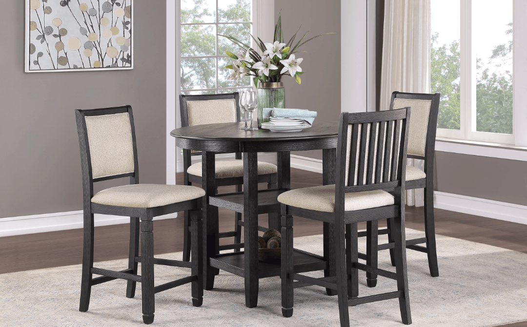 Asher Black Counter Height Dining Set - LDH Furniture
