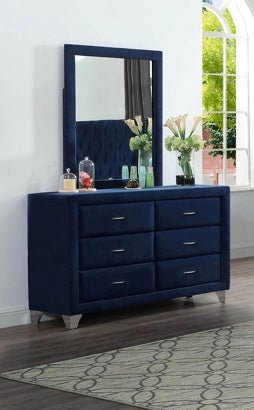 Azar Velvet 6 Draw Dresser & Mirror - LDH Furniture