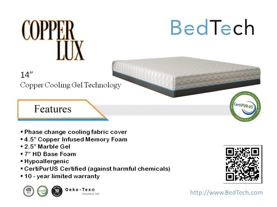 BedTech CopperLux Memory Foam Mattresses - LDH Furniture