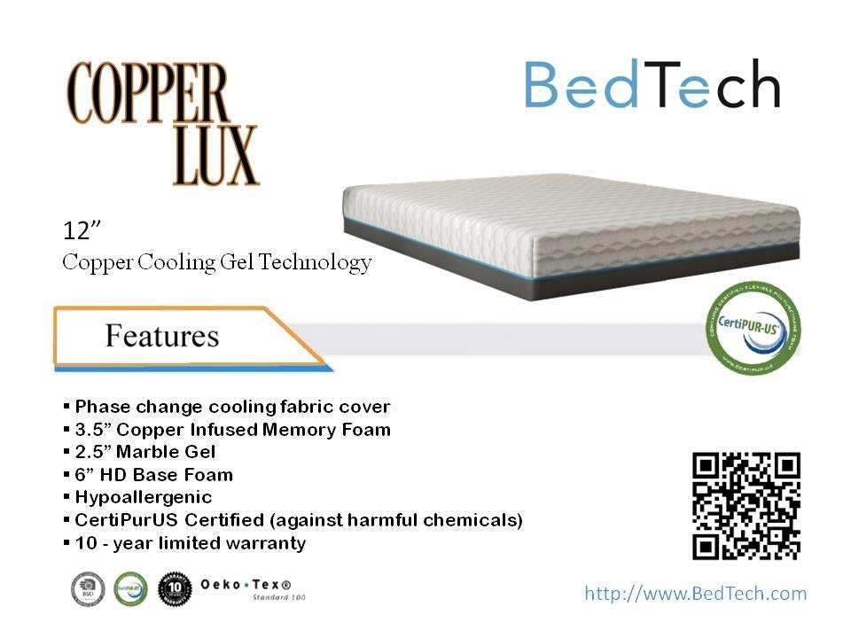 BedTech CopperLux Memory Foam Mattresses - LDH Furniture
