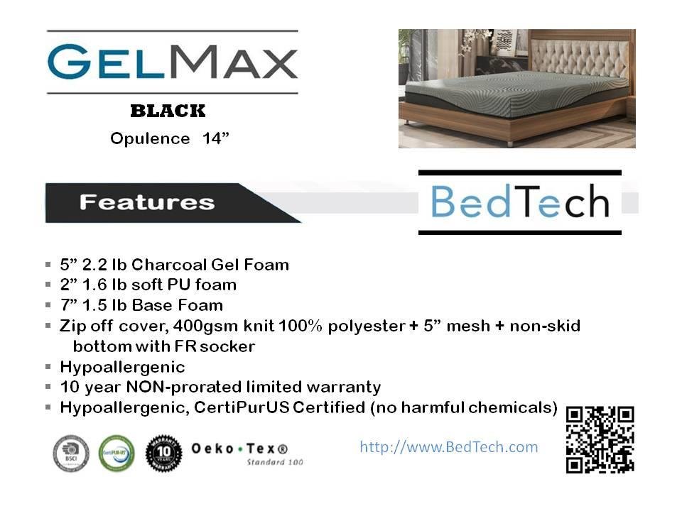 BedTech Gel Max  Black Memory Foam Mattrsses