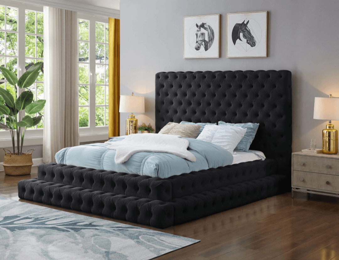 Billie Tufted Velvet Step Platform Bed - LDH Furniture