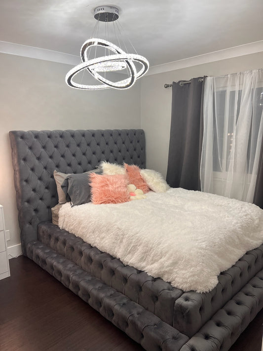Billie Tufted Velvet Step Platform Bed - LDH Furniture