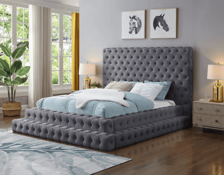 Billie Tufted Velvet Step Platform Bed LDH Furniture