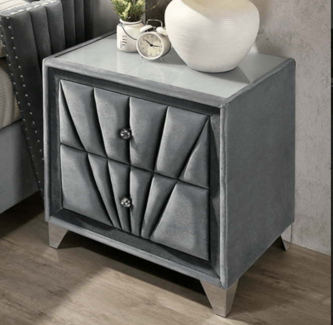 Carissa 2 Draw Velvet Night Stand - LDH Furniture