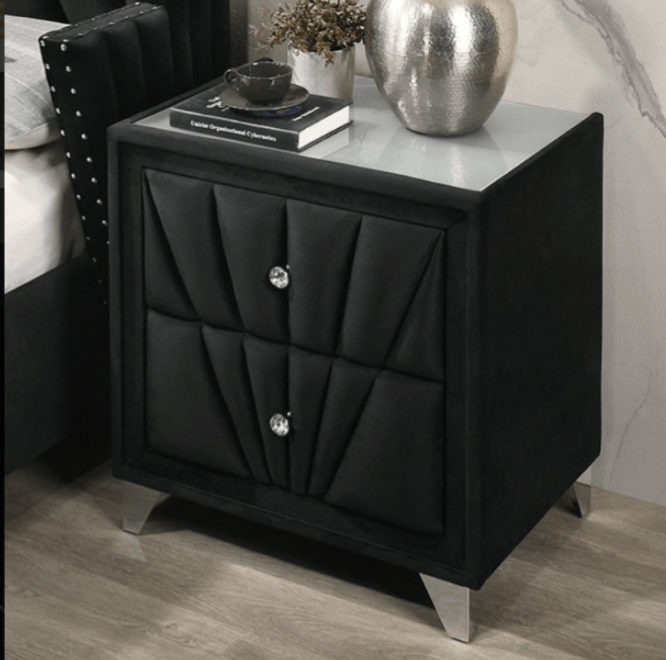 Carissa 2 Draw Velvet Night Stand - LDH Furniture