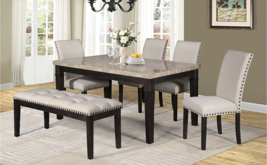 Codie 6PC Marble Table Top Dining Set - LDH Furniture