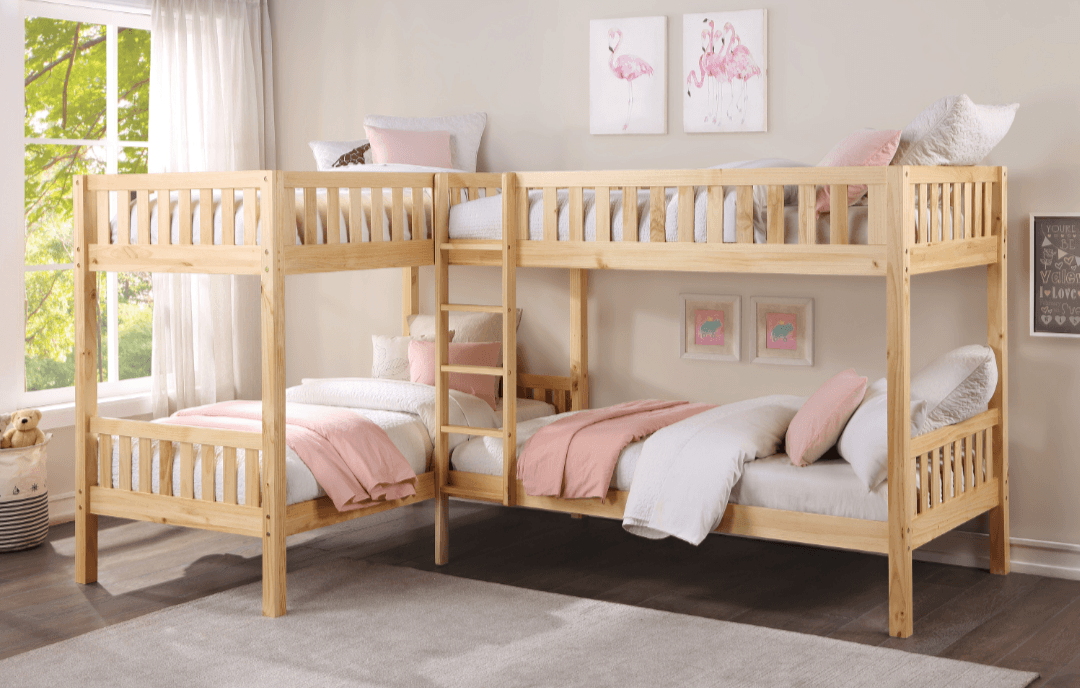 Corner Twin Size Bunk Bed - LDH Furniture