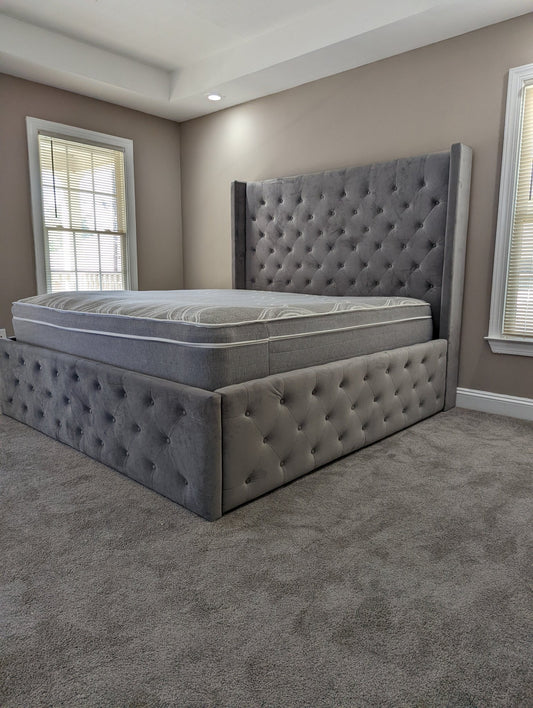 Esteem Modern Tufted Velvet Platform Bed - LDH Furniture