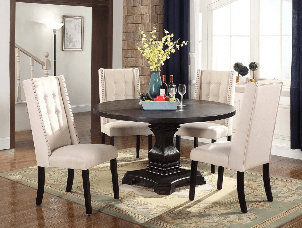 Janina Solid Wood Round Dining Table Set - LDH Furniture