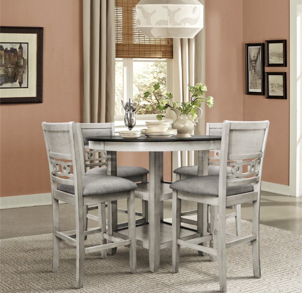 Mindy White Counter Height Dining Set - LDH Furniture