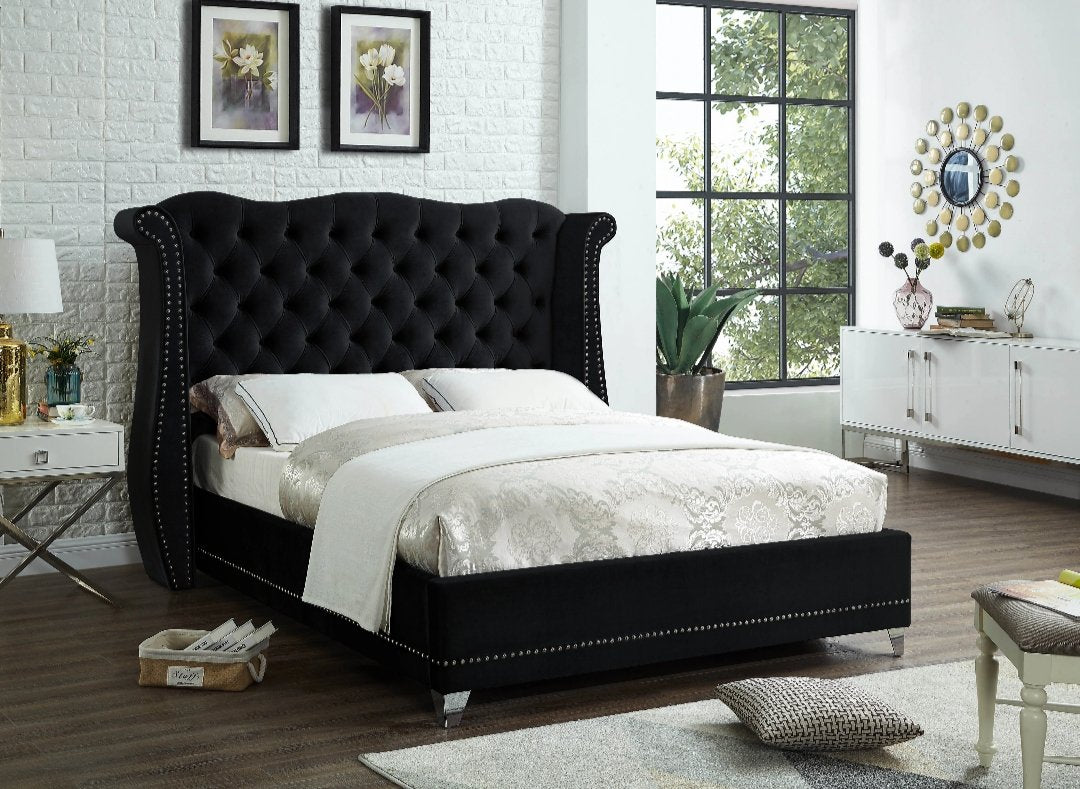 MS Gracie Tufted Velvet Platform Bed - LDH Furniture