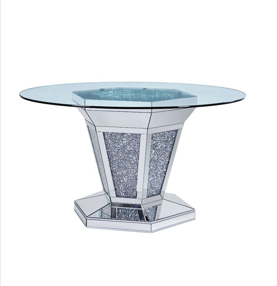 Noralie Dining Round Glass Table - LDH Furniture