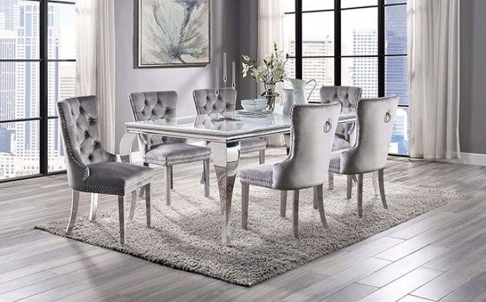 Nuveville Chrome & Glass Dining Set - LDH Furniture
