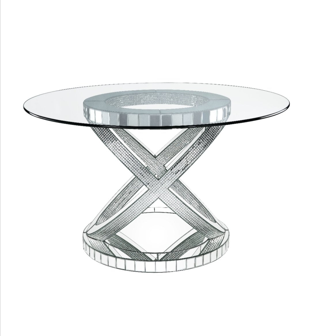 Ornat Round Glass Dining Table - LDH Furniture