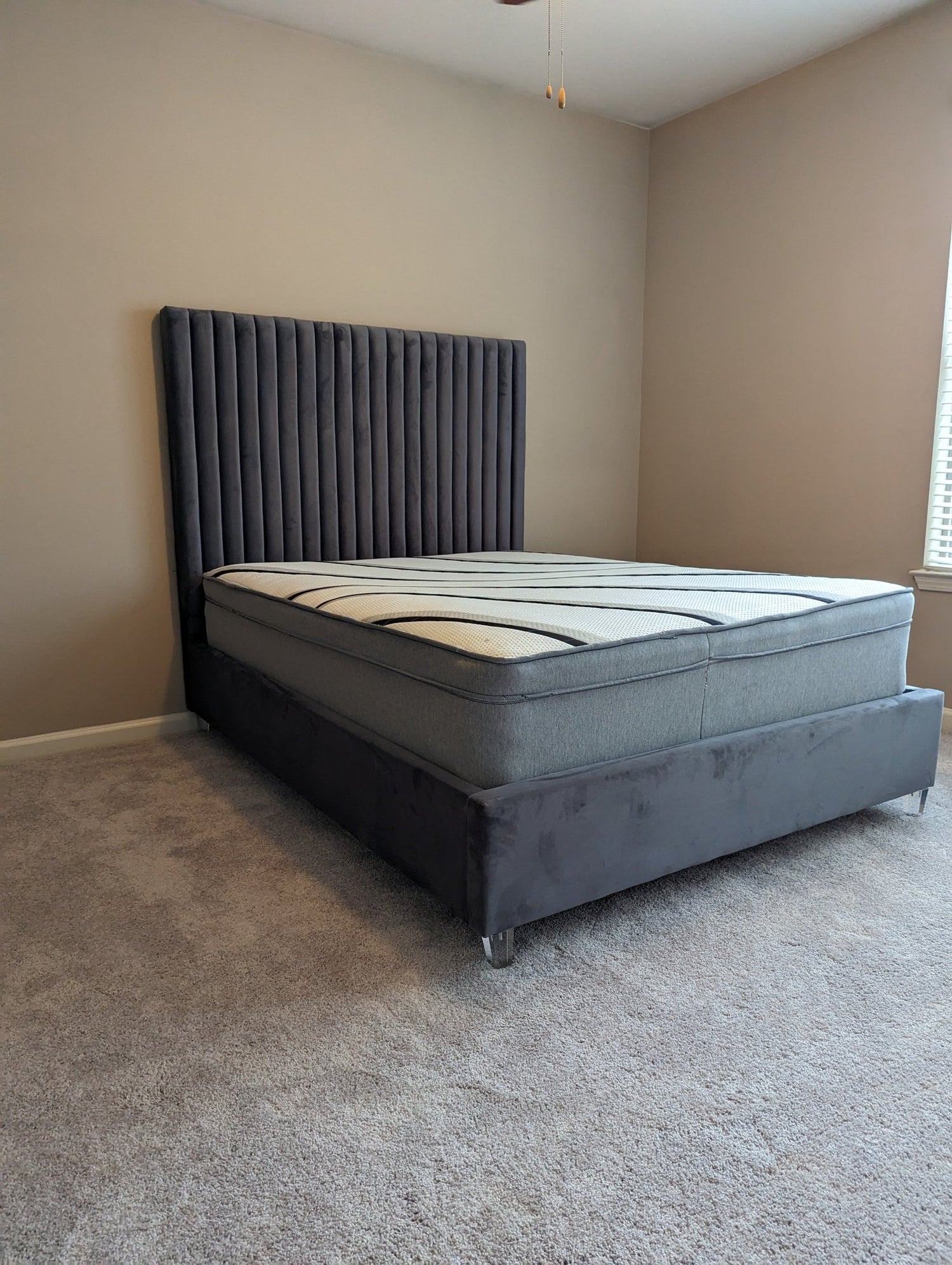 Styles Channel Tufted Velvet Platform Bed - LDH Furniture