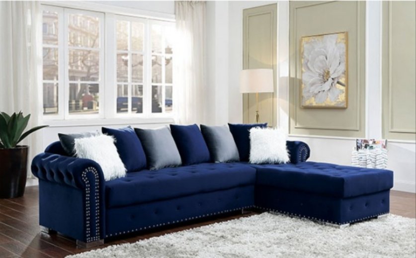 Willmington Velvet Sectional w Pillows - LDH Furniture