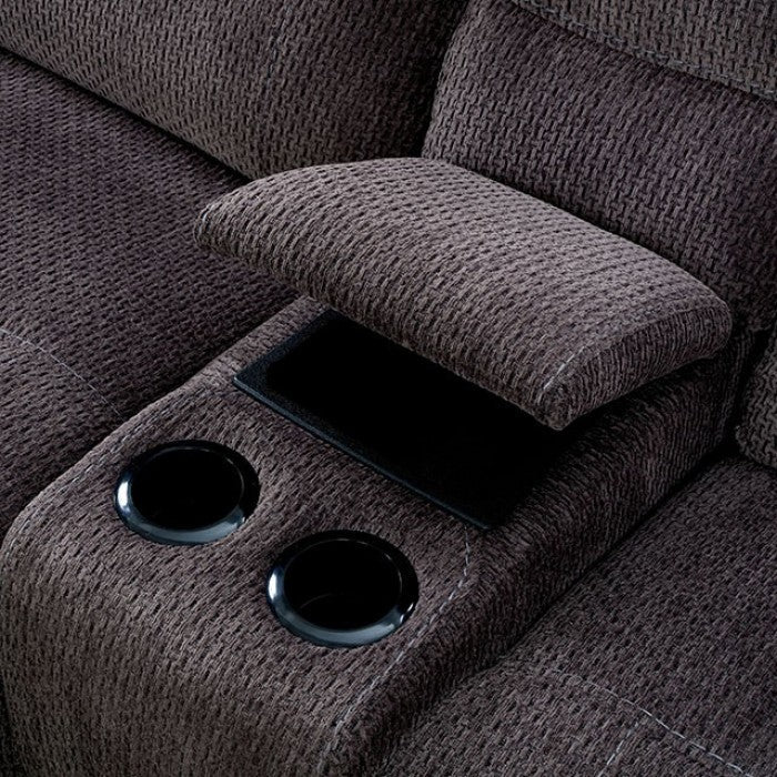 Zuben Plush Dark Gray Reclining Sectional w Push Back Chaise - LDH Furniture